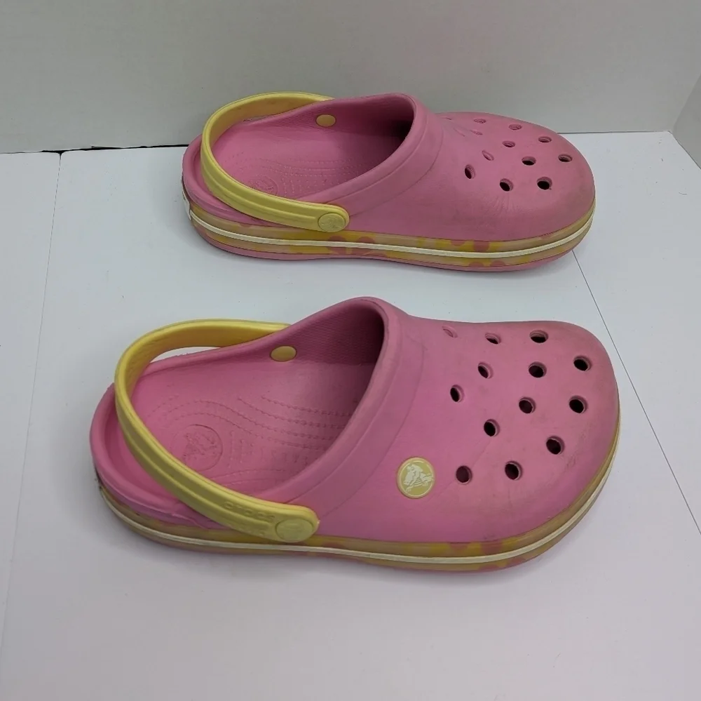 Crocs Pink Yellow Flower Water Shoe Sandal 3Y Youth